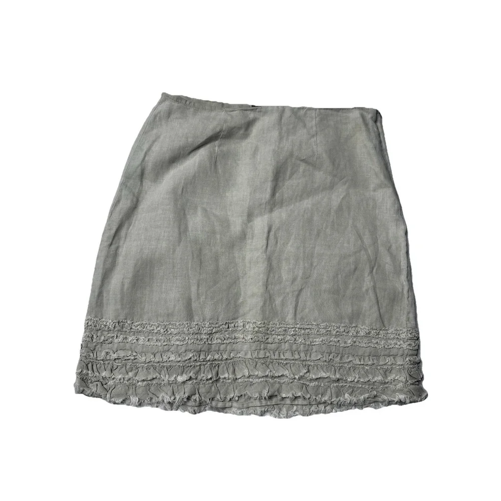 TOMMY BAHAMA Women's Linen Ruffled‎ Skirt Cotton Lined, Khaki Size 4